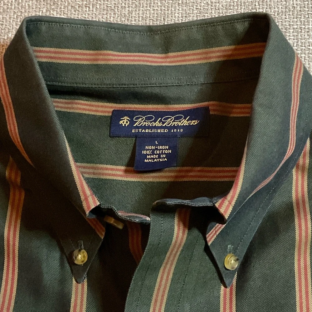 Brooks Brothers Green and Brown Striped Shirt - Picture 3 of 3